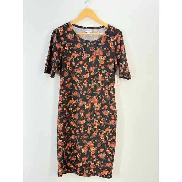 LuLaRoe Julia Dress Large Color Black Stretch Knee Length Comfy Soft - Picture 7 of 16